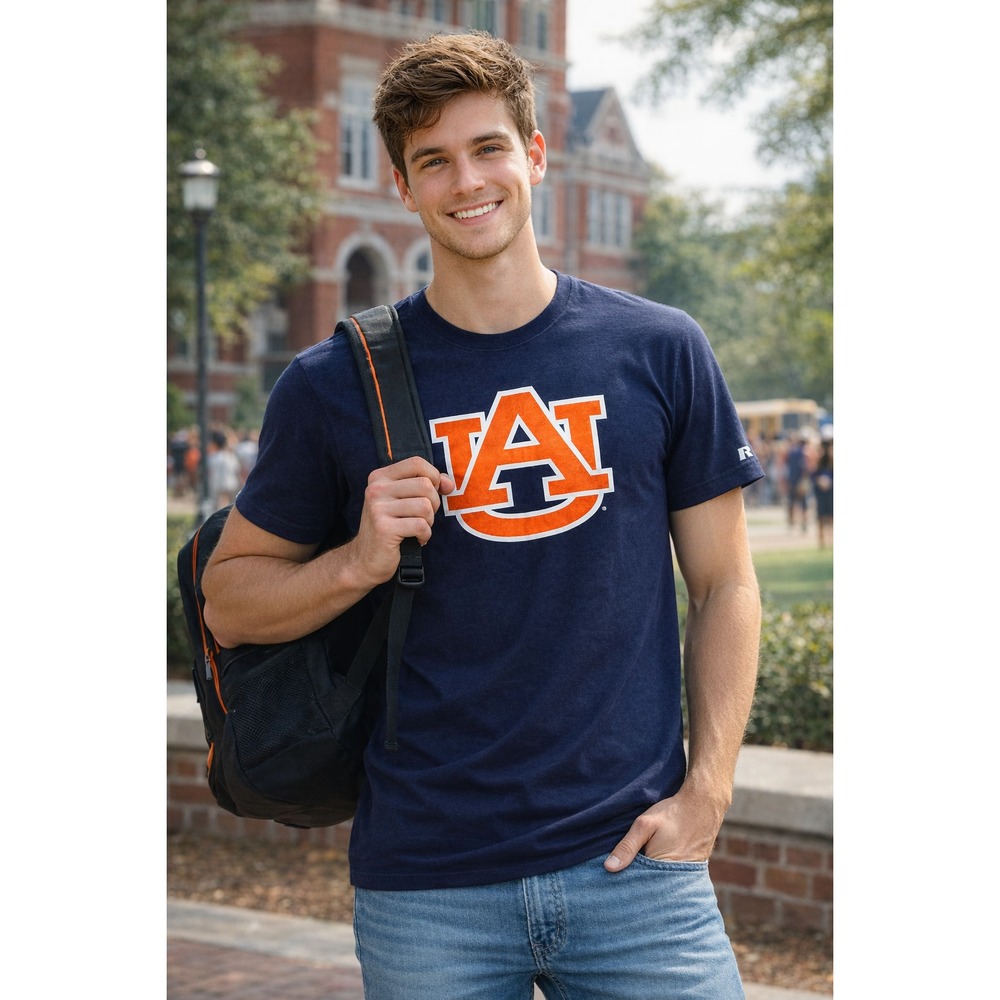 Russell Athletic Auburn Tigers Mens Shirt Medium AU Navy Blue T-Shirt RN104648 - Picture 1 of 7
